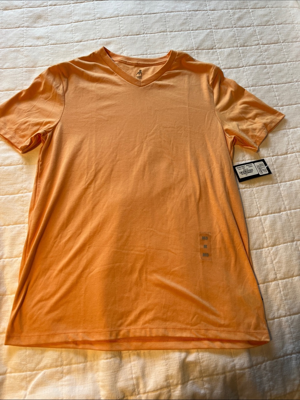 Men's V-Neck Short Sleeve Tee in Peach Orange